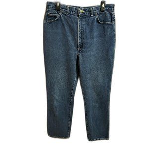 Vintage Chic Dark Denim Mom Jeans High Waist Straight Leg Women’s 34‎